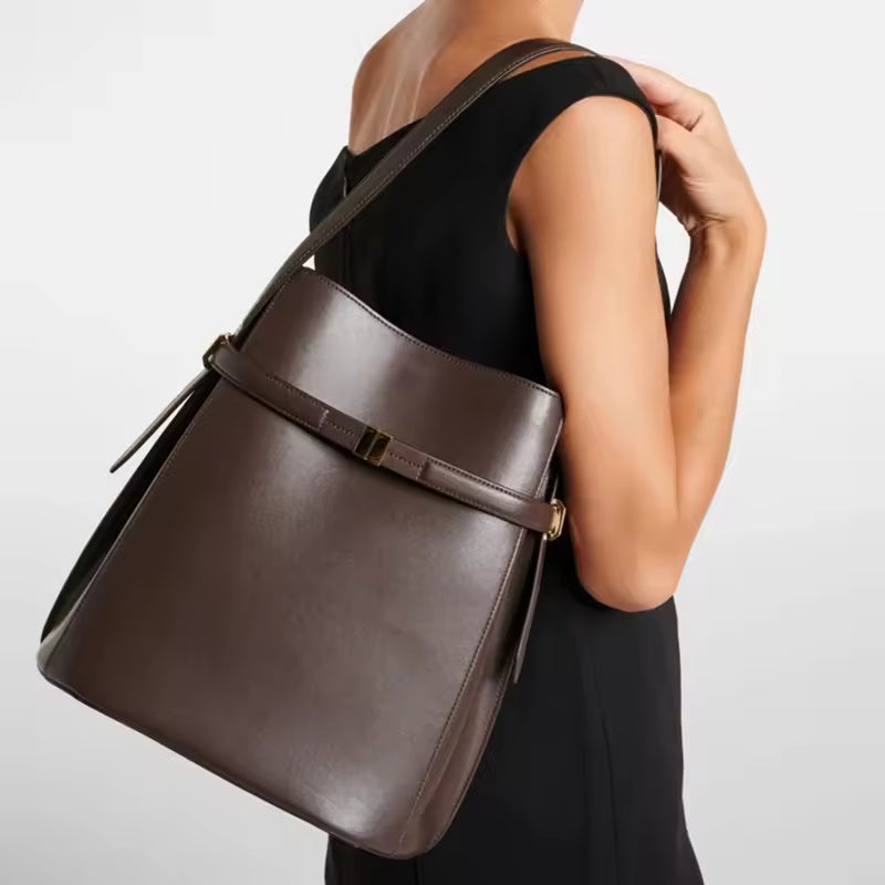 Luxury High-Quality Leather Bucket Shoulder Bag – Designer Purse