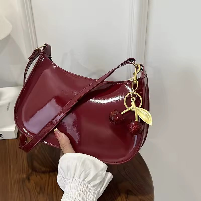 Vintage PU Shoulder Bag for Women – Retro Cherry Charm Purse