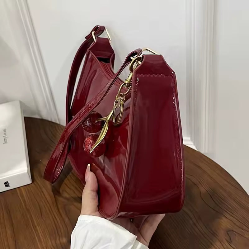 Vintage PU Shoulder Bag for Women – Retro Cherry Charm Purse