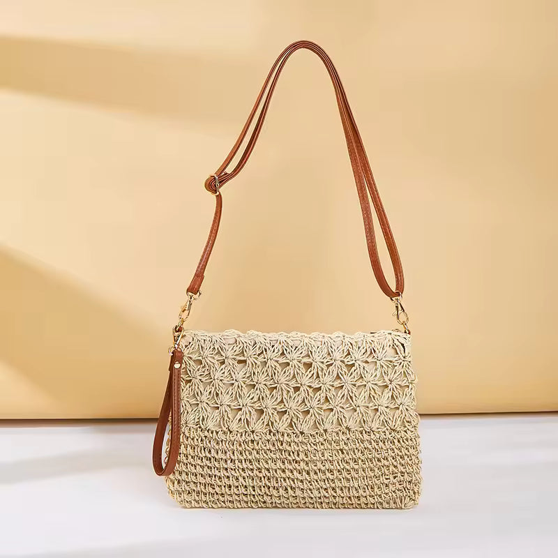 Women’s Straw Crossbody Bag – Summer Woven Shoulder Purse