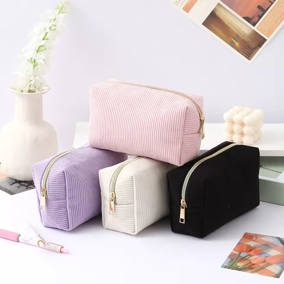 Single-Layer Pencil Case – Vertical Stripe School Storage Bag for Students