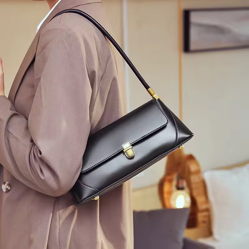 Burminsa 2025 Genuine Leather Shoulder Tote – Luxury Designer Bag for Women